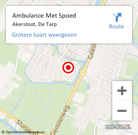 Locatie op kaart van de 112 melding: Ambulance Met Spoed Naar Akersloot, De Tarp op 25 augustus 2021 20:18