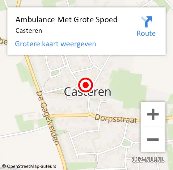 Locatie op kaart van de 112 melding: Ambulance Met Grote Spoed Naar Casteren op 25 augustus 2021 20:41