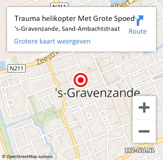 Locatie op kaart van de 112 melding: Trauma helikopter Met Grote Spoed Naar 's-Gravenzande, Sand-Ambachtstraat op 25 augustus 2021 20:52