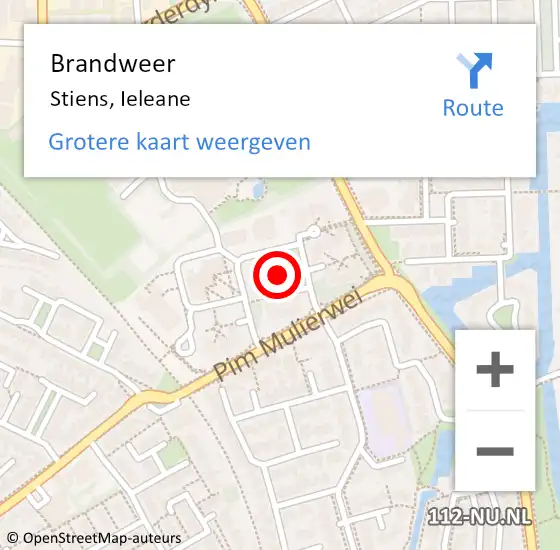 Locatie op kaart van de 112 melding: Brandweer Stiens, Ieleane op 25 augustus 2021 20:54