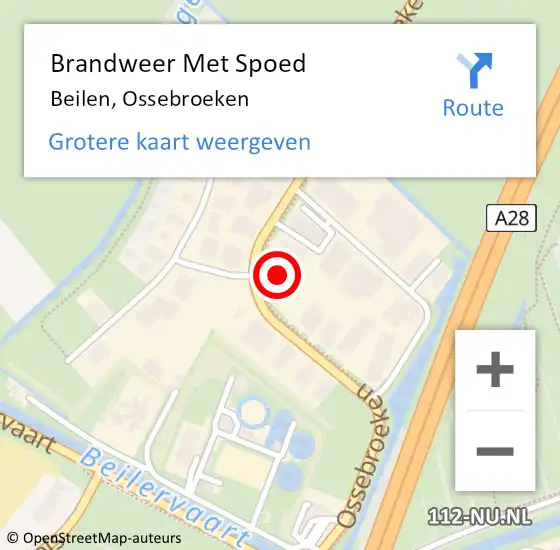 Locatie op kaart van de 112 melding: Brandweer Met Spoed Naar Beilen, Ossebroeken op 25 augustus 2021 20:55