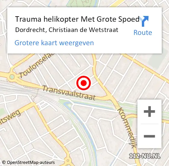 Locatie op kaart van de 112 melding: Trauma helikopter Met Grote Spoed Naar Dordrecht, Christiaan de Wetstraat op 25 augustus 2021 21:06