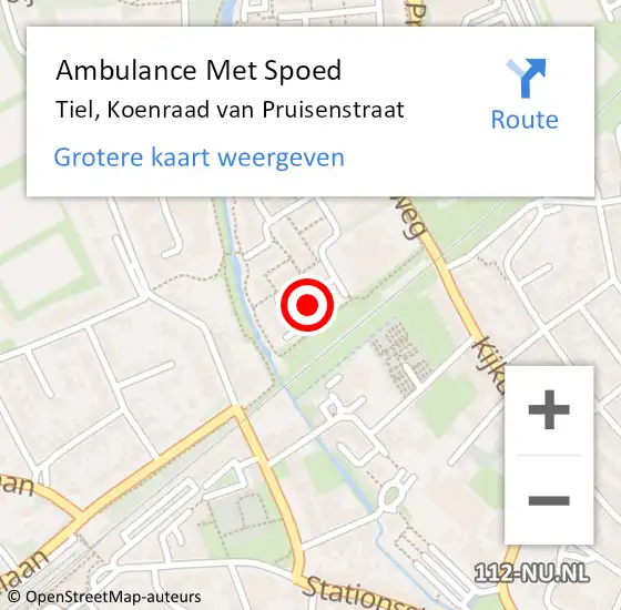 Locatie op kaart van de 112 melding: Ambulance Met Spoed Naar Tiel, Koenraad van Pruisenstraat op 25 augustus 2021 21:39