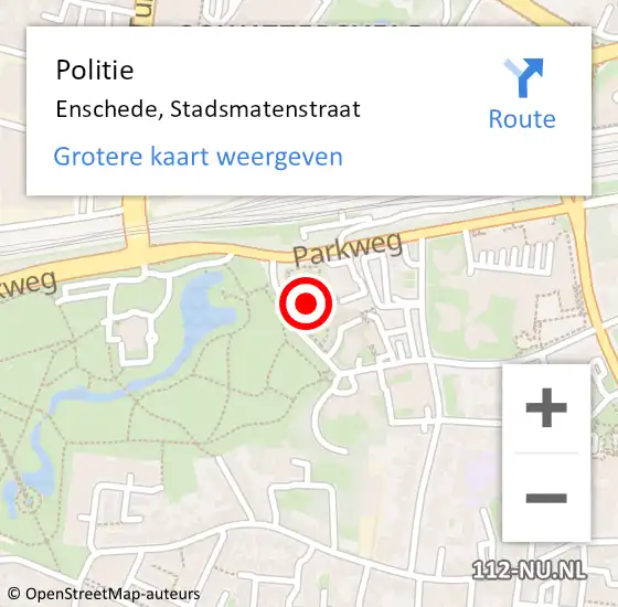 Locatie op kaart van de 112 melding: Politie Enschede, Stadsmatenstraat op 25 augustus 2021 21:47