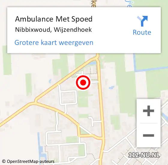 Locatie op kaart van de 112 melding: Ambulance Met Spoed Naar Nibbixwoud, Wijzendhoek op 25 augustus 2021 22:03