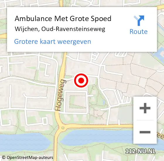 Locatie op kaart van de 112 melding: Ambulance Met Grote Spoed Naar Wijchen, Oud-Ravensteinseweg op 25 augustus 2021 22:32