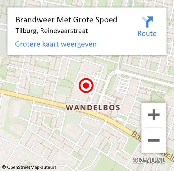 Locatie op kaart van de 112 melding: Brandweer Met Grote Spoed Naar Tilburg, Reinevaarstraat op 25 augustus 2021 22:37