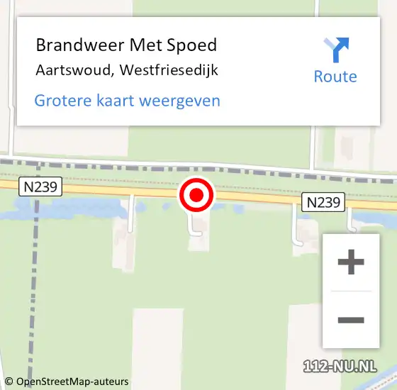 Locatie op kaart van de 112 melding: Brandweer Met Spoed Naar Aartswoud, Westfriesedijk op 5 oktober 2013 18:00