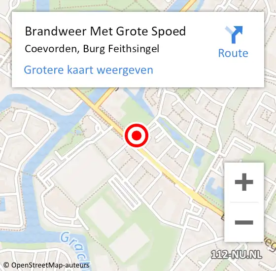 Locatie op kaart van de 112 melding: Brandweer Met Grote Spoed Naar Coevorden, Burg Feithsingel op 25 augustus 2021 23:21