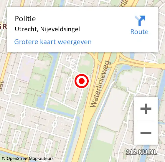 Locatie op kaart van de 112 melding: Politie Utrecht, Nijeveldsingel op 26 augustus 2021 00:05