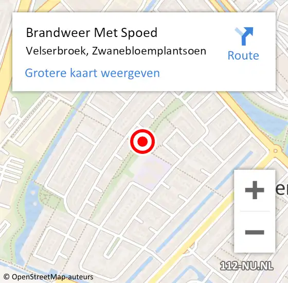 Locatie op kaart van de 112 melding: Brandweer Met Spoed Naar Velserbroek, Zwanebloemplantsoen op 26 augustus 2021 00:12