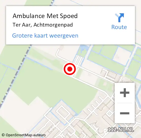 Locatie op kaart van de 112 melding: Ambulance Met Spoed Naar Ter Aar, Achtmorgenpad op 26 augustus 2021 01:11