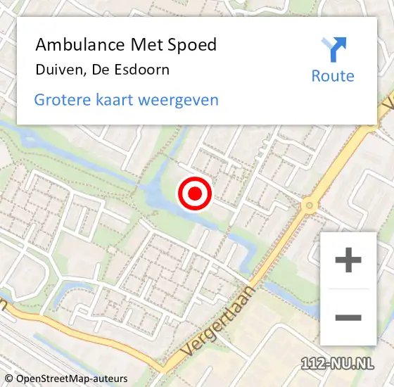 Locatie op kaart van de 112 melding: Ambulance Met Spoed Naar Duiven, De Esdoorn op 26 augustus 2021 01:30