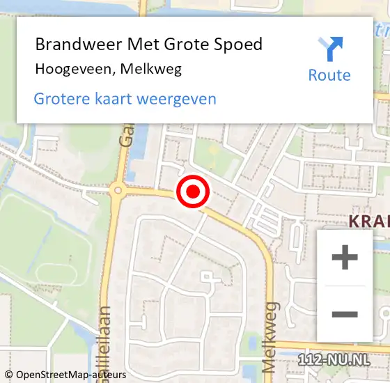 Locatie op kaart van de 112 melding: Brandweer Met Grote Spoed Naar Hoogeveen, Melkweg op 26 augustus 2021 02:55