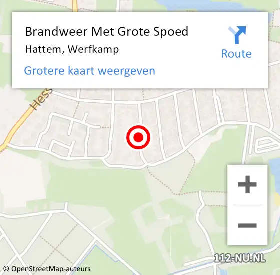 Locatie op kaart van de 112 melding: Brandweer Met Grote Spoed Naar Hattem, Werfkamp op 26 augustus 2021 03:31