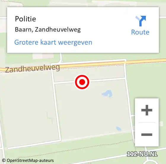 Locatie op kaart van de 112 melding: Politie Baarn, Zandheuvelweg op 26 augustus 2021 04:06