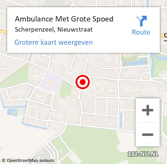 Locatie op kaart van de 112 melding: Ambulance Met Grote Spoed Naar Scherpenzeel, Nieuwstraat op 26 augustus 2021 04:20