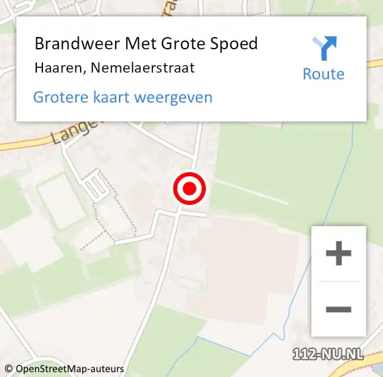 Locatie op kaart van de 112 melding: Brandweer Met Grote Spoed Naar Haaren, Nemelaerstraat op 26 augustus 2021 05:08