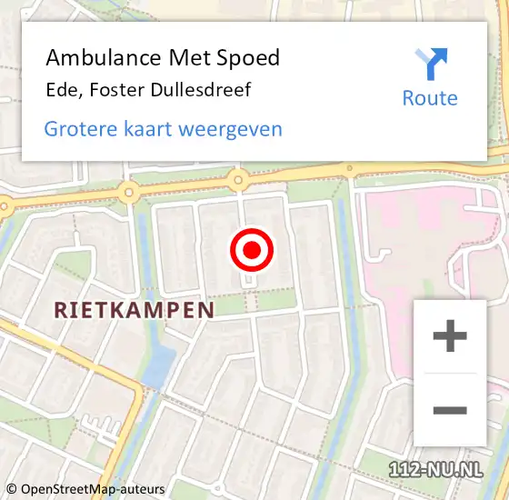 Locatie op kaart van de 112 melding: Ambulance Met Spoed Naar Ede, Foster Dullesdreef op 26 augustus 2021 05:16