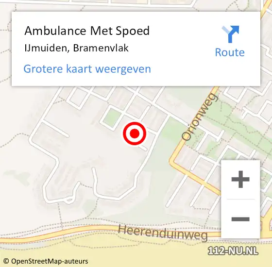 Locatie op kaart van de 112 melding: Ambulance Met Spoed Naar IJmuiden, Bramenvlak op 26 augustus 2021 05:57