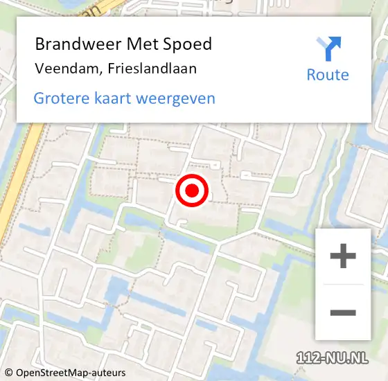 Locatie op kaart van de 112 melding: Brandweer Met Spoed Naar Veendam, Frieslandlaan op 26 augustus 2021 06:08