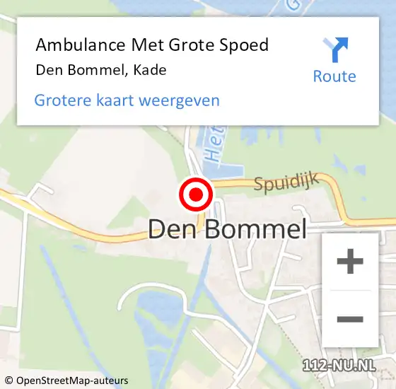 Locatie op kaart van de 112 melding: Ambulance Met Grote Spoed Naar Den Bommel, Kade op 26 augustus 2021 06:28