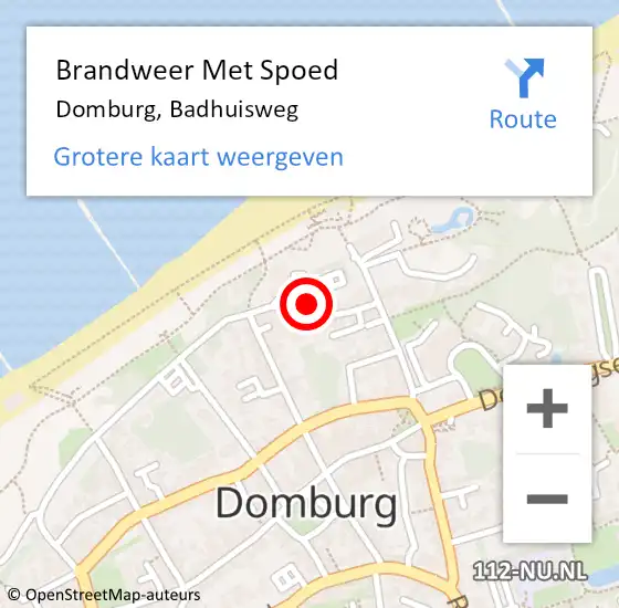 Locatie op kaart van de 112 melding: Brandweer Met Spoed Naar Domburg, Badhuisweg op 26 augustus 2021 07:07