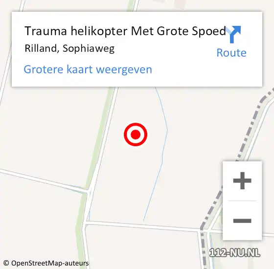 Locatie op kaart van de 112 melding: Trauma helikopter Met Grote Spoed Naar Rilland, Sophiaweg op 26 augustus 2021 07:19