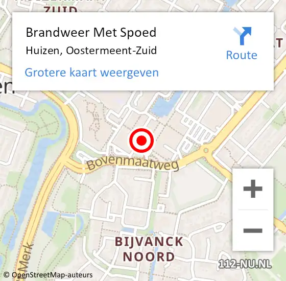 Locatie op kaart van de 112 melding: Brandweer Met Spoed Naar Huizen, Oostermeent-Zuid op 26 augustus 2021 07:32