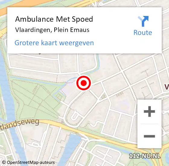 Locatie op kaart van de 112 melding: Ambulance Met Spoed Naar Vlaardingen, Plein Emaus op 26 augustus 2021 07:47