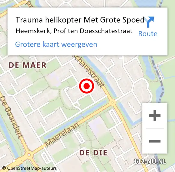 Locatie op kaart van de 112 melding: Trauma helikopter Met Grote Spoed Naar Heemskerk, Prof ten Doesschatestraat op 26 augustus 2021 08:08