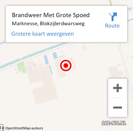 Locatie op kaart van de 112 melding: Brandweer Met Grote Spoed Naar Marknesse, Blokzijlerdwarsweg op 26 augustus 2021 08:26