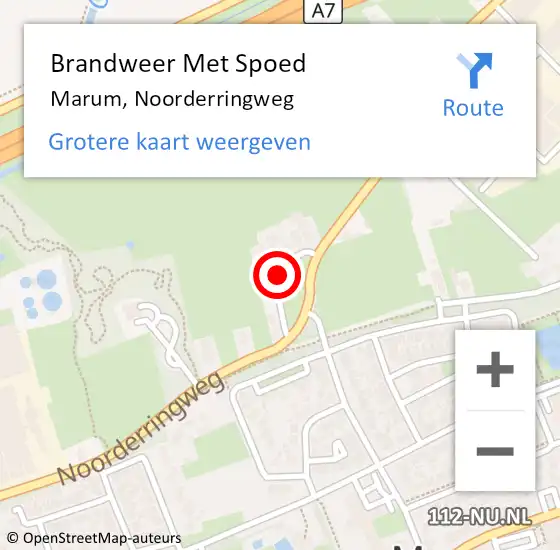 Locatie op kaart van de 112 melding: Brandweer Met Spoed Naar Marum, Noorderringweg op 5 oktober 2013 18:04