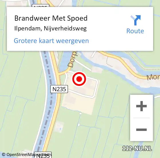 Locatie op kaart van de 112 melding: Brandweer Met Spoed Naar Ilpendam, Nijverheidsweg op 26 augustus 2021 09:25