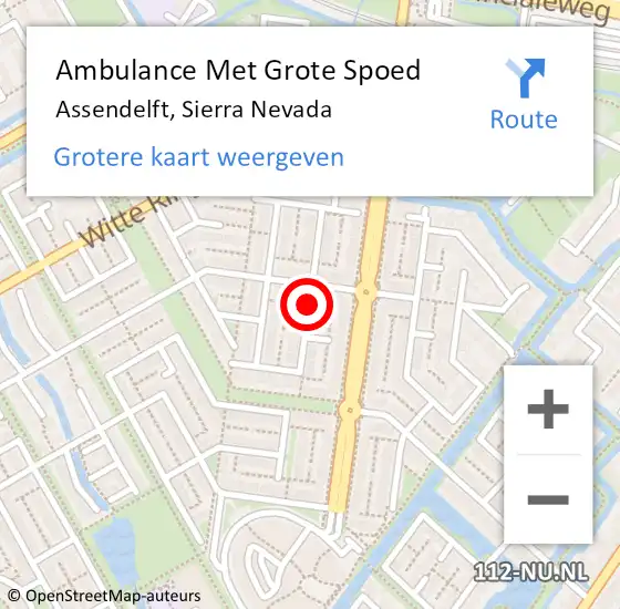 Locatie op kaart van de 112 melding: Ambulance Met Grote Spoed Naar Assendelft, Sierra Nevada op 26 augustus 2021 09:42
