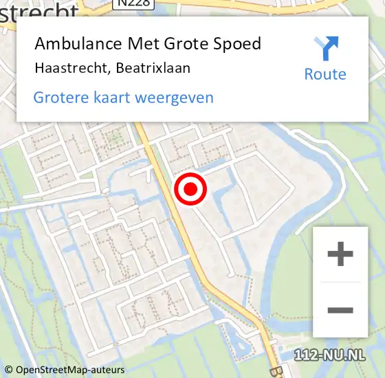 Locatie op kaart van de 112 melding: Ambulance Met Grote Spoed Naar Haastrecht, Beatrixlaan op 26 augustus 2021 10:11