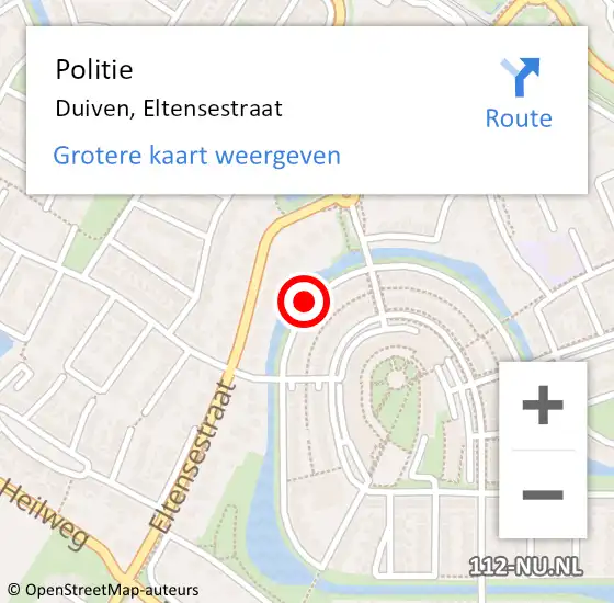 Locatie op kaart van de 112 melding: Politie Duiven, Eltensestraat op 26 augustus 2021 10:39