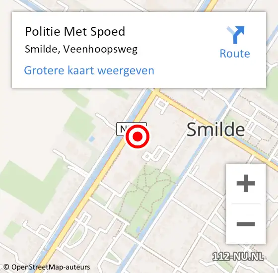 Locatie op kaart van de 112 melding: Politie Met Spoed Naar Smilde, Veenhoopsweg op 26 augustus 2021 10:45