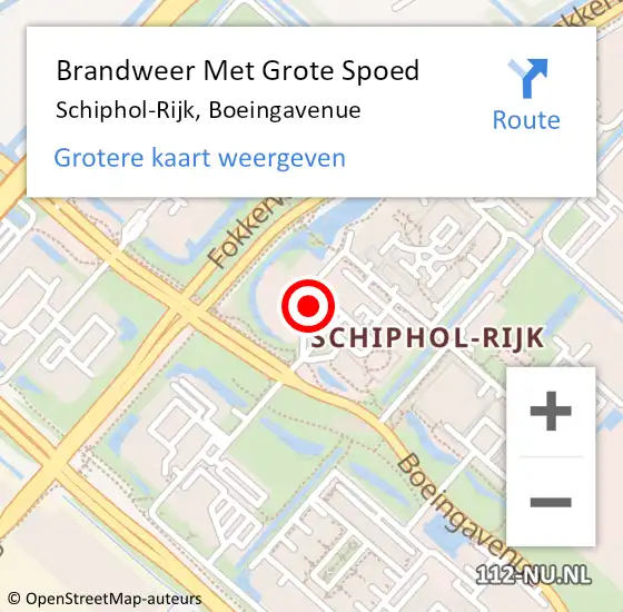 Locatie op kaart van de 112 melding: Brandweer Met Grote Spoed Naar Schiphol-Rijk, Boeingavenue op 26 augustus 2021 11:02