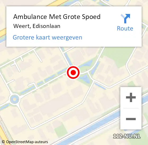 Locatie op kaart van de 112 melding: Ambulance Met Grote Spoed Naar Weert, Edisonlaan op 26 augustus 2021 11:12