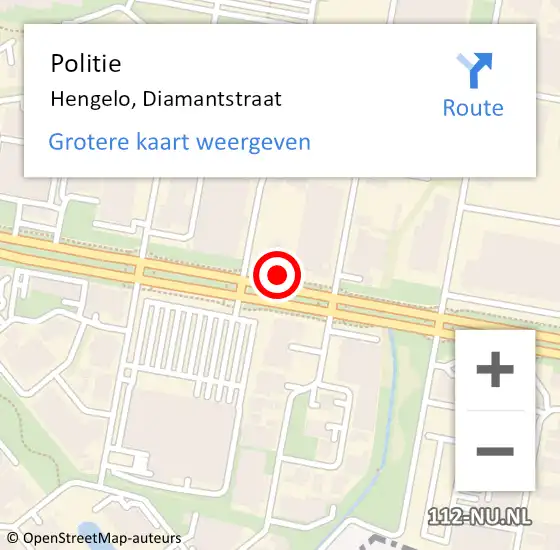 Locatie op kaart van de 112 melding: Politie Hengelo, Diamantstraat op 26 augustus 2021 11:54