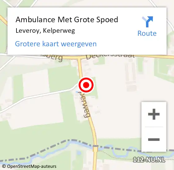 Locatie op kaart van de 112 melding: Ambulance Met Grote Spoed Naar Leveroy, Kelperweg op 26 augustus 2021 11:56