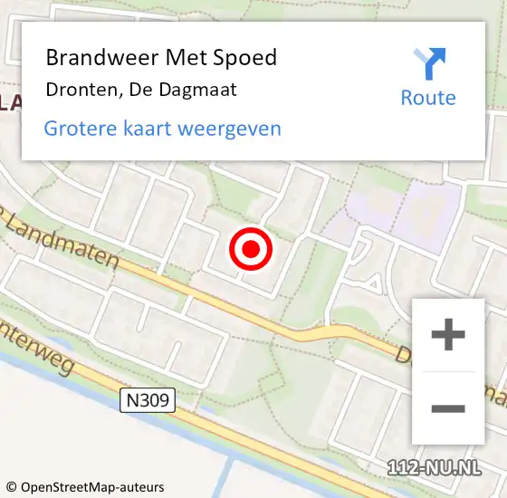 Locatie op kaart van de 112 melding: Brandweer Met Spoed Naar Dronten, De Dagmaat op 26 augustus 2021 11:56