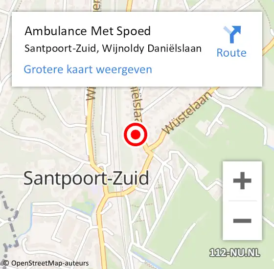 Locatie op kaart van de 112 melding: Ambulance Met Spoed Naar Santpoort-Zuid, Wijnoldy Daniëlslaan op 26 augustus 2021 12:21