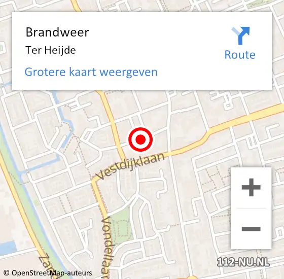 Locatie op kaart van de 112 melding: Brandweer Ter Heijde op 26 augustus 2021 13:09