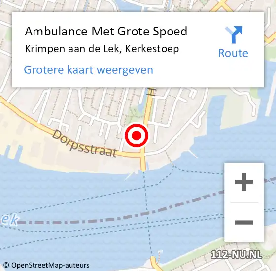 Locatie op kaart van de 112 melding: Ambulance Met Grote Spoed Naar Krimpen aan de Lek, Kerkestoep op 26 augustus 2021 13:19