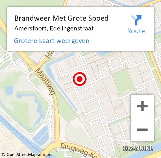 Locatie op kaart van de 112 melding: Brandweer Met Grote Spoed Naar Amersfoort, Edelingenstraat op 26 augustus 2021 13:46