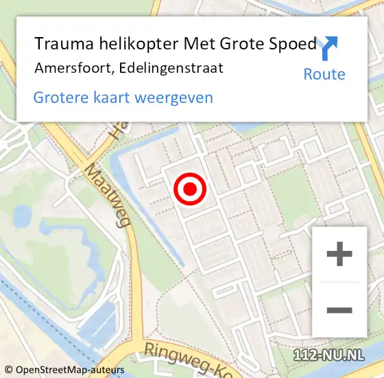 Locatie op kaart van de 112 melding: Trauma helikopter Met Grote Spoed Naar Amersfoort, Edelingenstraat op 26 augustus 2021 13:51