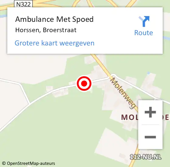 Locatie op kaart van de 112 melding: Ambulance Met Spoed Naar Horssen, Broerstraat op 26 augustus 2021 13:52