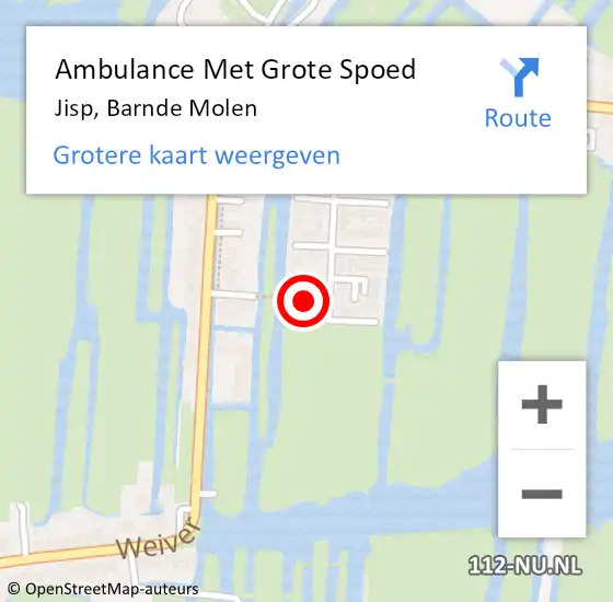 Locatie op kaart van de 112 melding: Ambulance Met Grote Spoed Naar Jisp, Barnde Molen op 26 augustus 2021 13:54